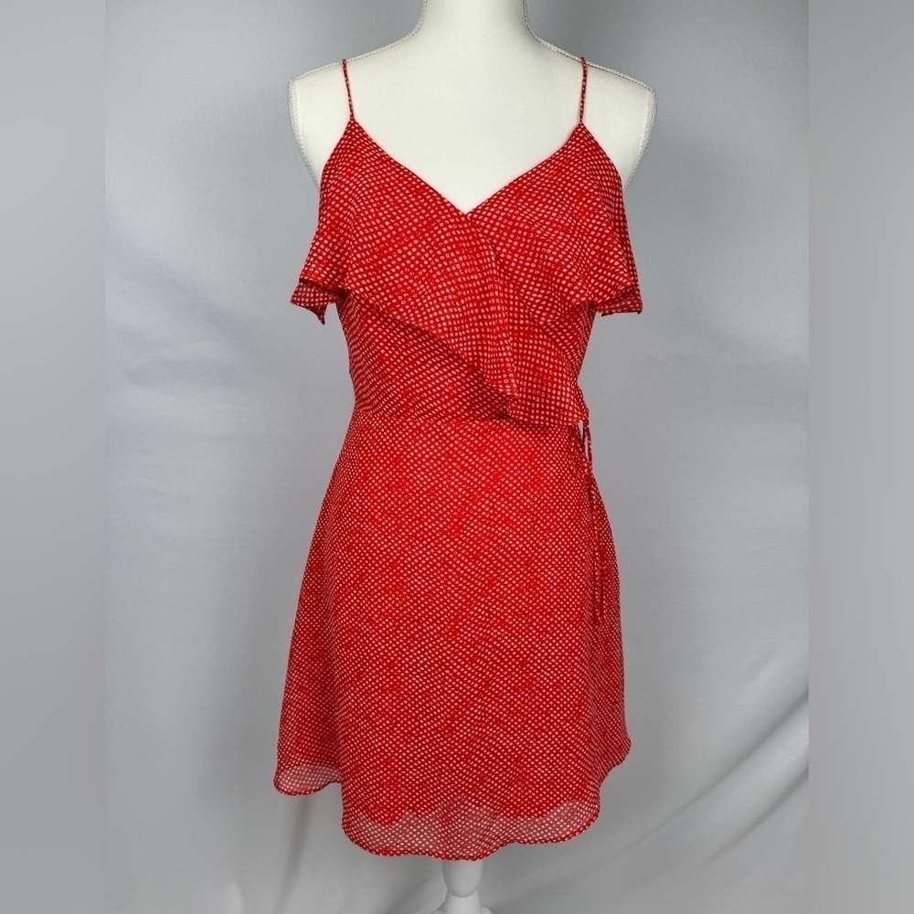 Dress Forum Sundress Mini Red & White Polka Dot Sleeveless Ruffles Med Retro